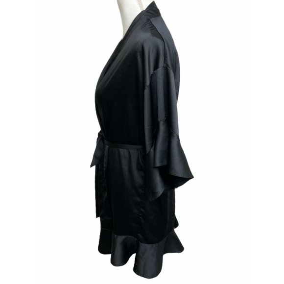 Victoria's Secret Flounce Satin Black Robe XS - Picture 4 of 7